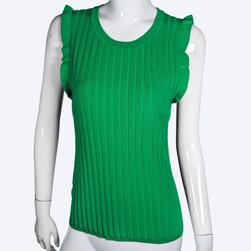 Ann Taylor Ribbed Ruffle Sleeve Sweater Shell